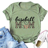 Women Baseball Mom Heart Leopard Printed T-Shirt