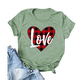 Women Buffalo Plaid Love T-Shirt Valentine's Day Shirt