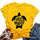 Damen T-Shirt „No More Plastic Please“ Rette die Schildkröte