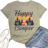 T-Shirt Happy Camper pour femmes, chemise graphique Vintage Happy Camper