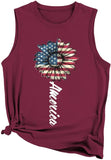 Amerika Sonnenblume Tank für Frauen USA Flagge Blume Freiheit Unabhängigkeit Shirt