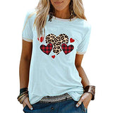 Damen T-Shirt mit Buffalo-Karomuster und Leoparden-Herz für den Valentinstag