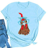 Women Chicken with Glasses Bandana Tee Shirt Cute Chicken T-Shirt