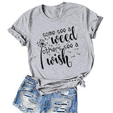 FZLYE Some See A Weed Others See A Wish Letter Print Graphic T-Shirt Dandelion Graphics Short Sleeve Tees