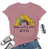 Damen T-Shirt mit Aufschrift „Words of Wisdom“, Schmetterling, Sonnenblume