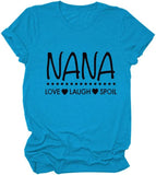 Women Mother's Day T-Shirt Love Laugh Spoil Grandma Tees