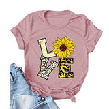 Women Leopard Love Sunflower T-Shirt Women Graphic Shirt