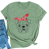 Women Bulldog with Bandana T-Shirt Cute Dog Graphic Shirt