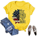 T-Shirt pour femmes, maison du gratuit, tournesol, drapeau américain