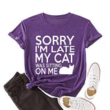 T-Shirt drôle pour femmes, désolé, je suis en retard, mon chat était assis sur moi