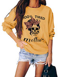 Damen Langarmshirt „100 % müde wie eine Mutter“ mit Totenkopf-Mom-Shirt