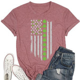 T-shirt pour femme, drapeau américain, trèfle, trèfle, St Patricks Day