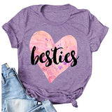 Women Besties T-Shirt Bestie Shirts with Heart