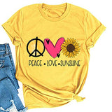 Women Peace Love Sunflowers T-Shirt Sunshine Shirt