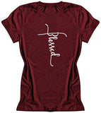 Women Cross Faith Blessed Jesus T-Shirt Christian Shirt