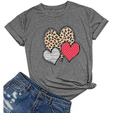T-shirt coeur à rayures léopard et à pois pour femme