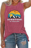 Women Adventure is Calling Funny Tank Tops Women Graphic Shirt Workout Tank Tops