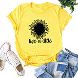 Damen T-Shirt „Live A Little“ mit Sonnenblumen-Grafik