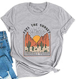 Women Feel The Sunset Desert Vibes Cactus T-Shirt Retro Cactus Shirt