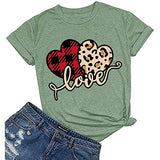 T-Shirt femme Buffalo Plaid &amp; Leopard Love, chemise de saint-valentin