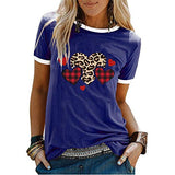 Damen T-Shirt mit Buffalo-Karomuster und Leoparden-Herz für den Valentinstag
