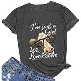 T-Shirt pour femmes, je suis juste une fille qui aime les vaches, chemise mignonne pour amoureux des vaches