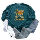 Damen Happy Camper Camping Wandern Reisehemd Langarmbluse