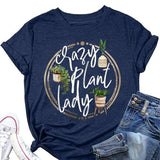 Crazy Plant Lady Shirt Damen Gartenarbeit Grafik T-Shirt Pflanzenliebhaber Tees