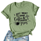 Damen T-Shirt „Ich will nur Kaffee trinken und Jesus loben“