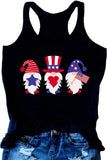 Frauen Amerikanische Flagge Gnomes Liebe Herz Tank Top Patriotischen Gnomes Shirt