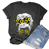 Frauen Messy Haar Bun Sonnenblume T-Shirt Messy Bun Schädel Shirt