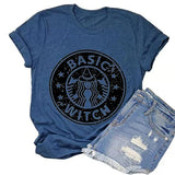 Damen Basic Witch T-Shirt Lustiges Kaffee-Grafik-T-Shirt für Frauen