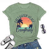 T-Shirt mit Aufdruck „Salt Water Heal Everything“ für Damen
