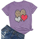 T-shirt coeur à rayures léopard et à pois pour femme
