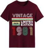 T-Shirt Vintage pour femmes, édition limitée, cadeau d'anniversaire, 1981