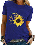 Women Sunflower T-Shirt Dragonfly Graphic Shirt