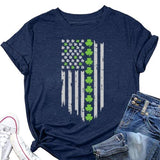 T-shirt pour femme, drapeau américain, trèfle, trèfle, St Patricks Day