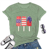 Women American Flag Ice Cream Popsicle T-Shirt Patriotic Shirt