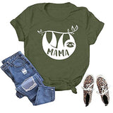 Women Mama Sloth T-Shirt Funny Graphic Shirt for Mama