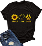 Femmes Peace Love Dogs T-Shirt Chien Maman Chemise