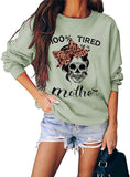 Damen Langarmshirt „100 % müde wie eine Mutter“ mit Totenkopf-Mom-Shirt