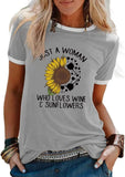 Wein Sonnenblume T-Shirt Nur eine Frau, die liebt Wein und Sonnenblumen T-Shirts