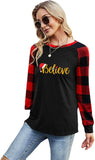Women Believe Christmas Shirt Long Sleeve Christmas Blouse T-Shirt