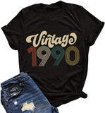 T-Shirt d'anniversaire pour femmes, Vintage des années 1970, Vintage des années 1980, Vintage des années 1990