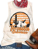 Débardeur Tequila Sunrise pour femme, chemise rétro Cactus