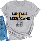 Damen Sonnenbräune &amp; Bierdosen T-Shirt Bier Shirt