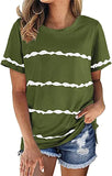 Women Casual Striped Tie Dye Stripe T-Shirt Tunic Shirt