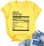 T-Shirt Afro pour femmes, fille noire, faits nutritionnels