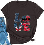 Women American Flag Shirt Love T-Shirt