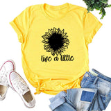 Damen T-Shirt „Live A Little“ mit Sonnenblumen-Grafik